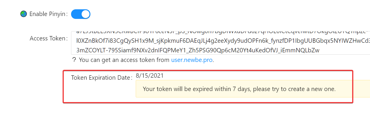 token expired date